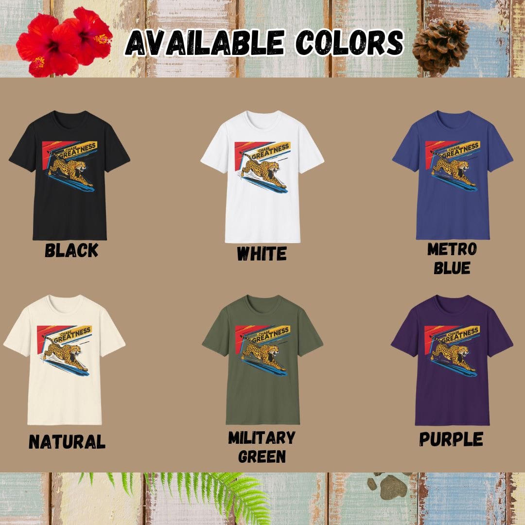 Cheetah Tee β Chase Greatness β Bold Vibrant Art