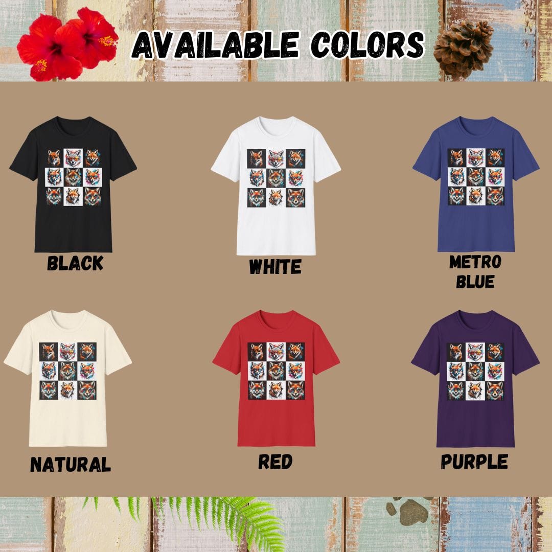 Fox Tee β Checkerboard β Bold Vibrant Art
