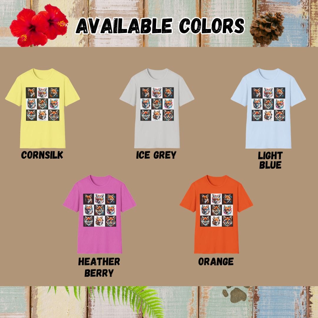 Fox Tee β Checkerboard β Bold Vibrant Art