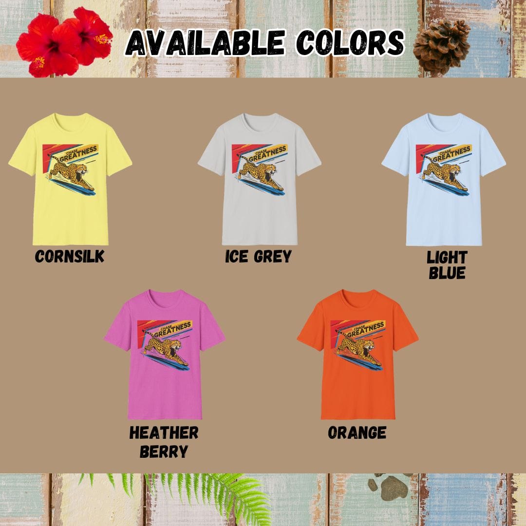 Cheetah Tee β Chase Greatness β Bold Vibrant Art
