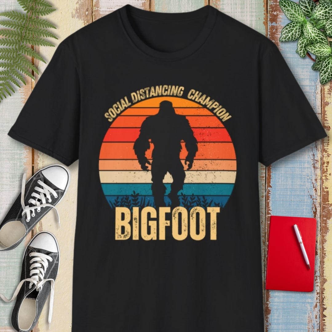 Bigfoot Tee β Social Distancing Champion β Bold Vibrant Art