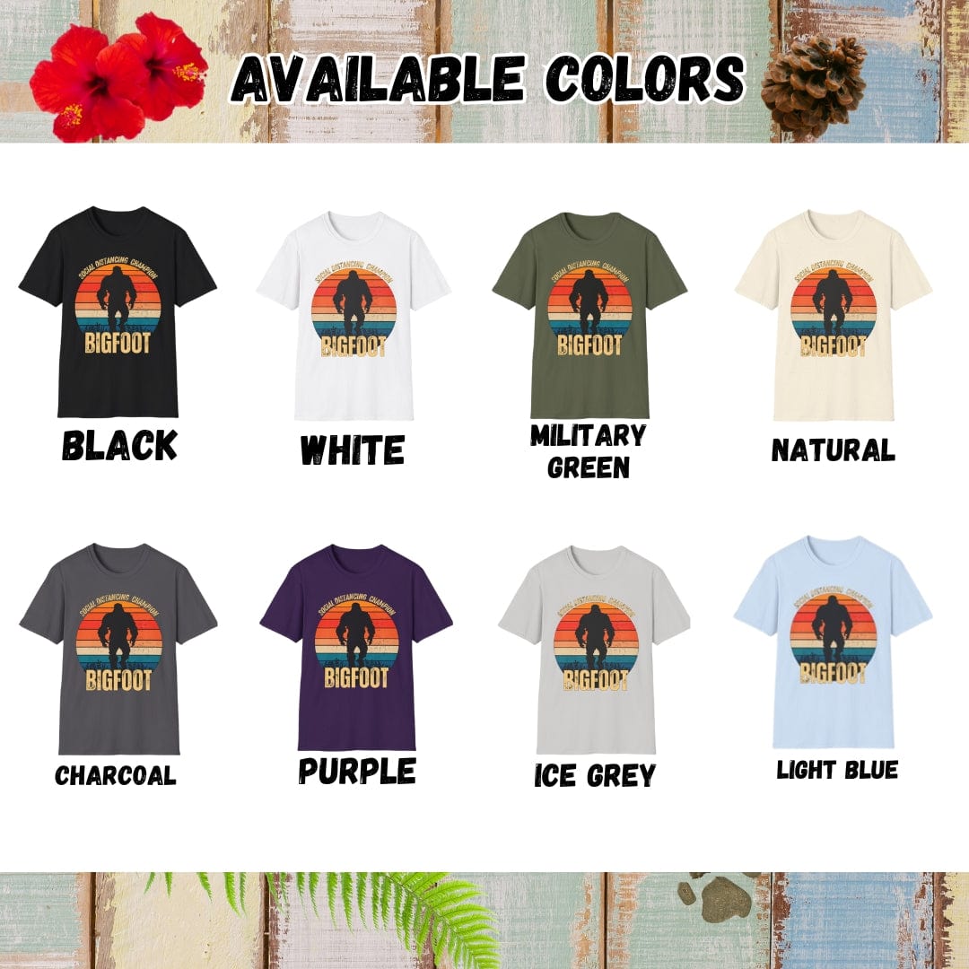 Bigfoot Tee β Social Distancing Champion β Bold Vibrant Art