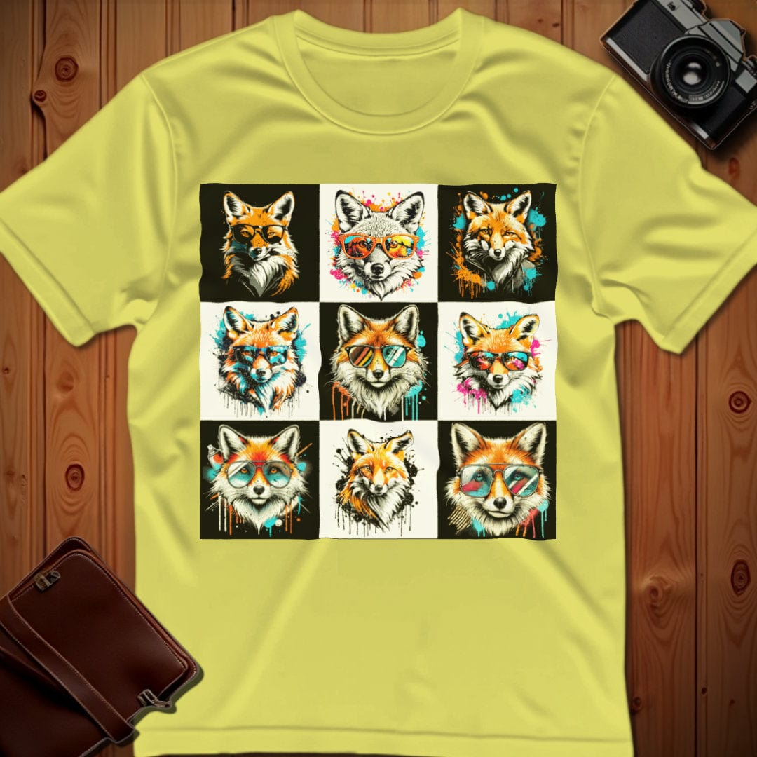 Fox Tee β Checkerboard β Bold Vibrant Art