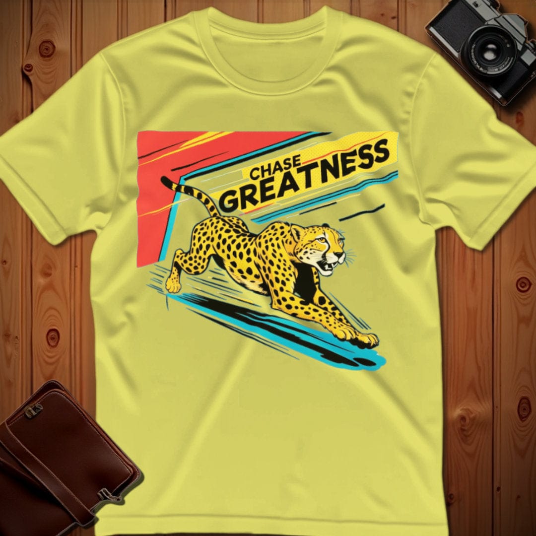 Cheetah Tee β Chase Greatness β Bold Vibrant Art