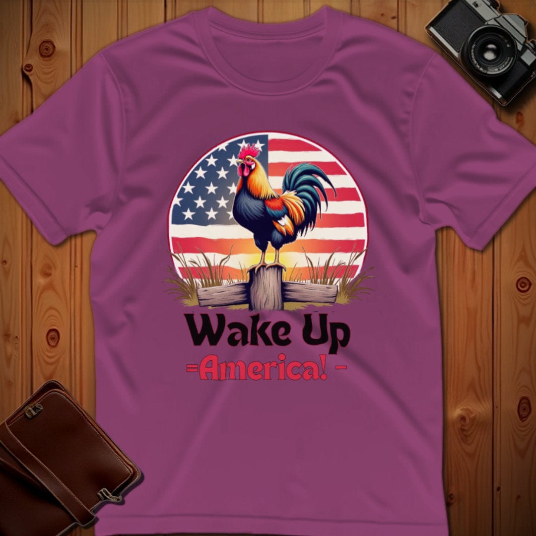 Rooster Tee β Wake Up America β Bold Vibrant Art