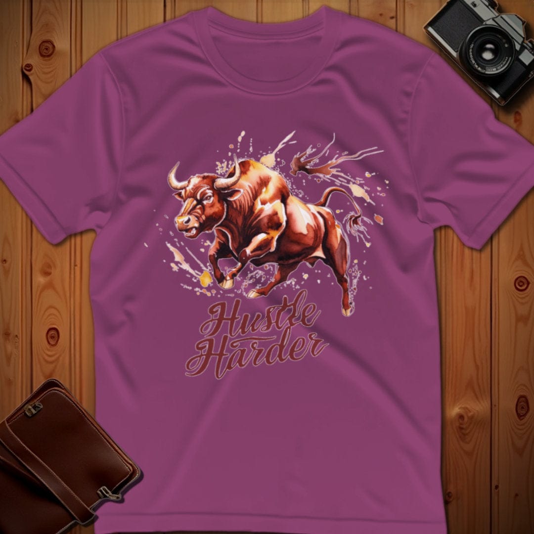 Bull Tee β Hustle Harder β Bold Vibrant Art | Lazy Day Outfit