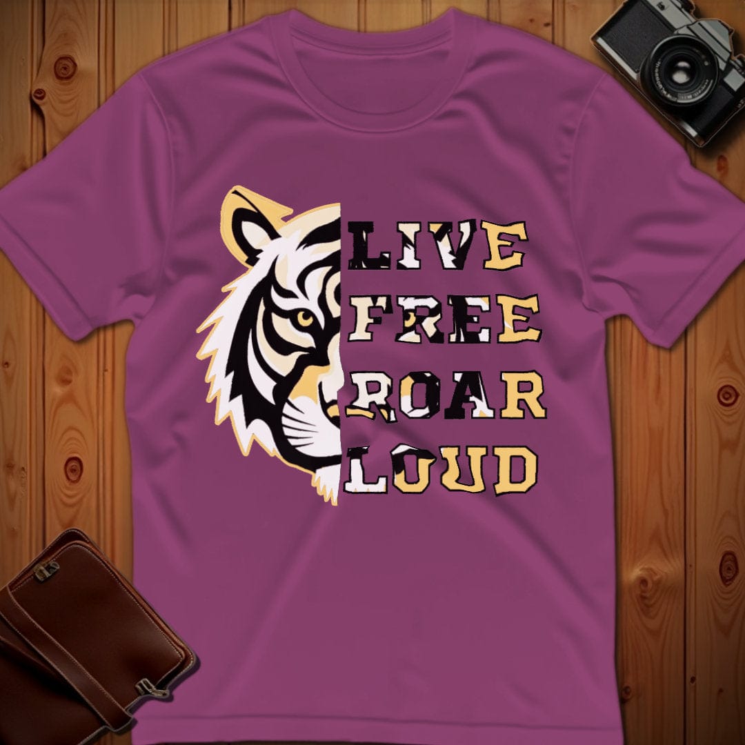 Tiger Tee β Live Free Roar Loud β Bold Vibrant Art