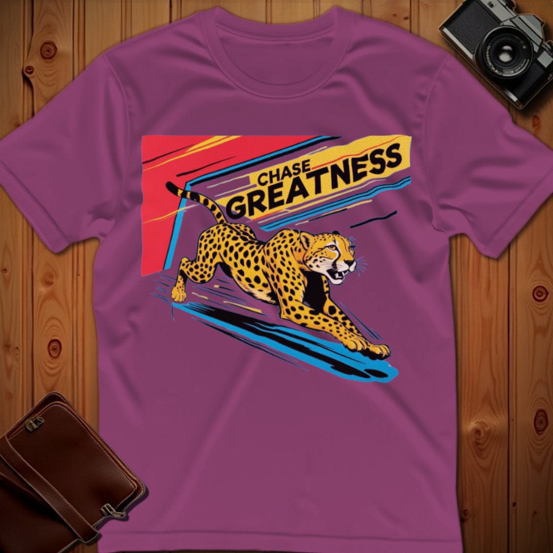 Cheetah Tee β Chase Greatness β Bold Vibrant Art