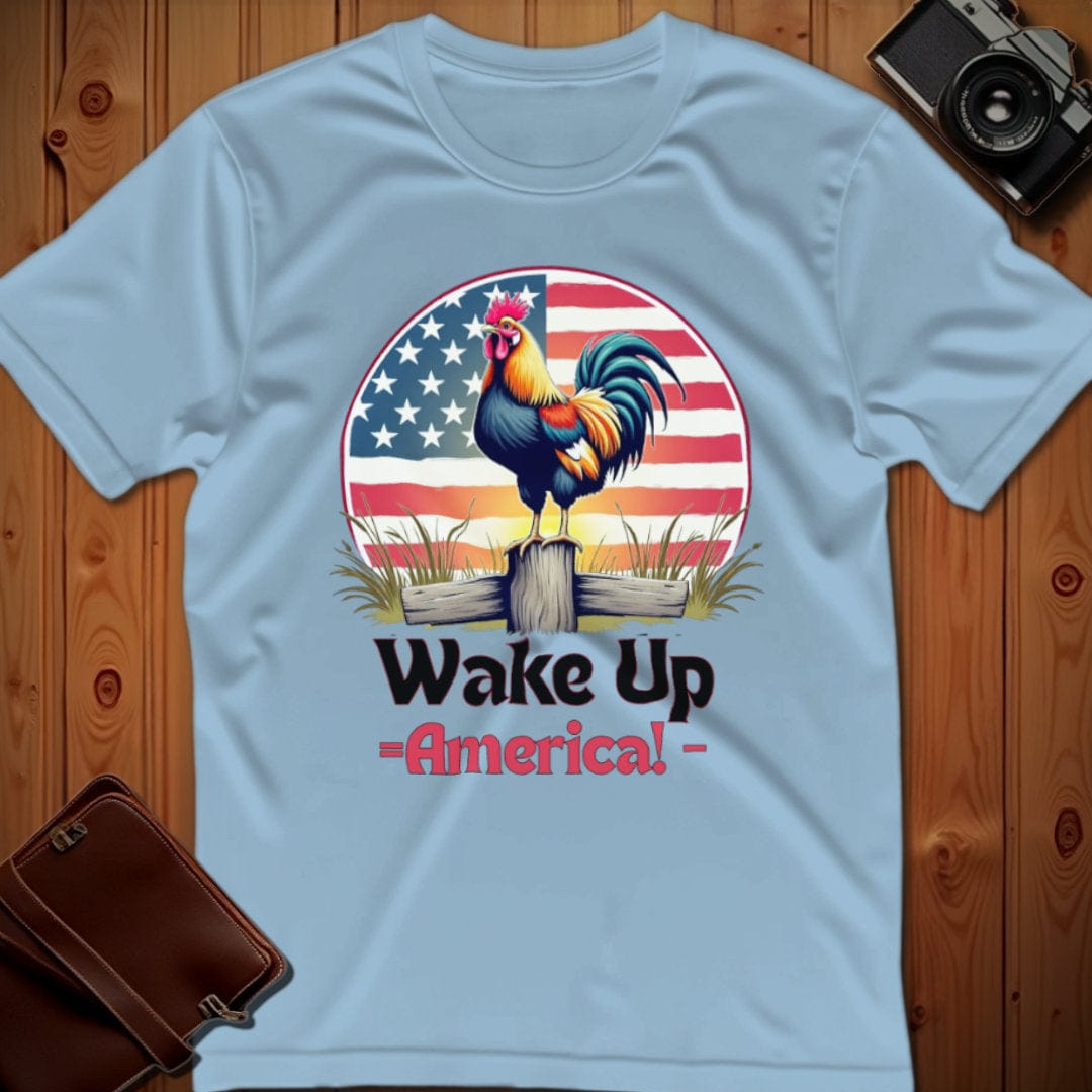 Rooster Tee β Wake Up America β Bold Vibrant Art