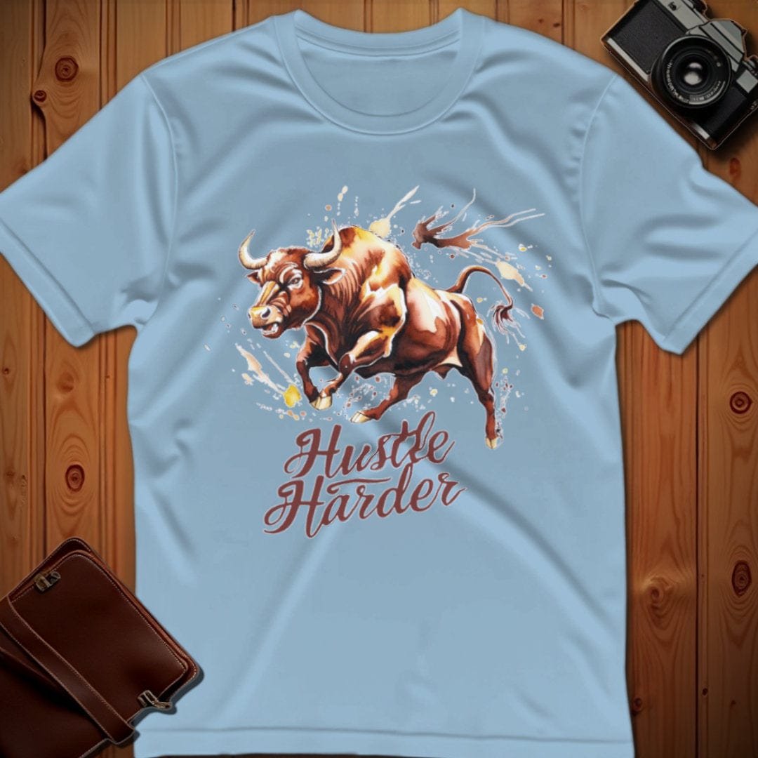 Bull Tee β Hustle Harder β Bold Vibrant Art | Lazy Day Outfit