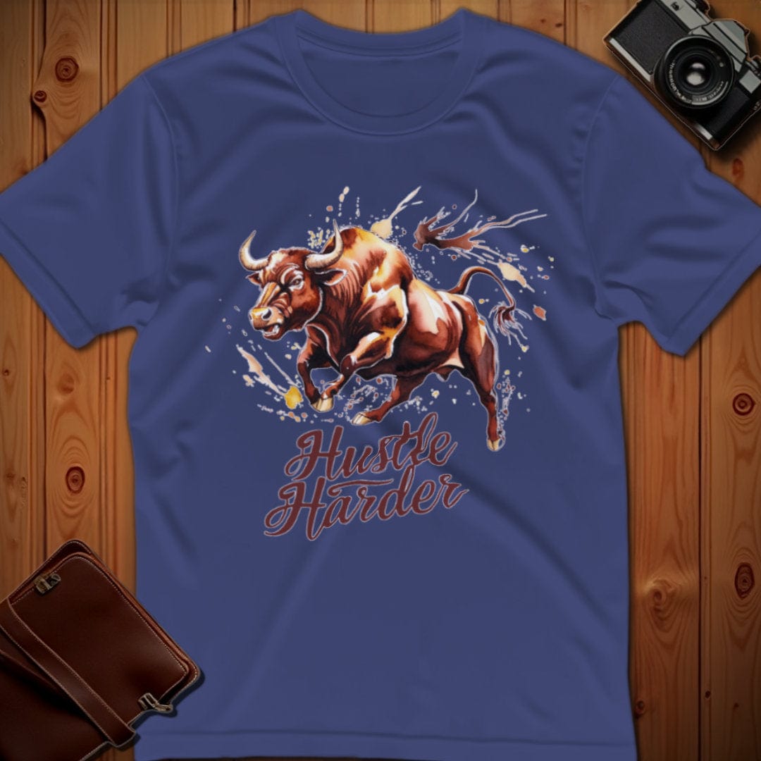 Bull Tee β Hustle Harder β Bold Vibrant Art | Lazy Day Outfit