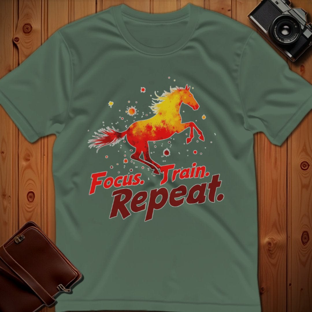 Horse Tee β Focus Train Repeat β Bold Vibrant Art