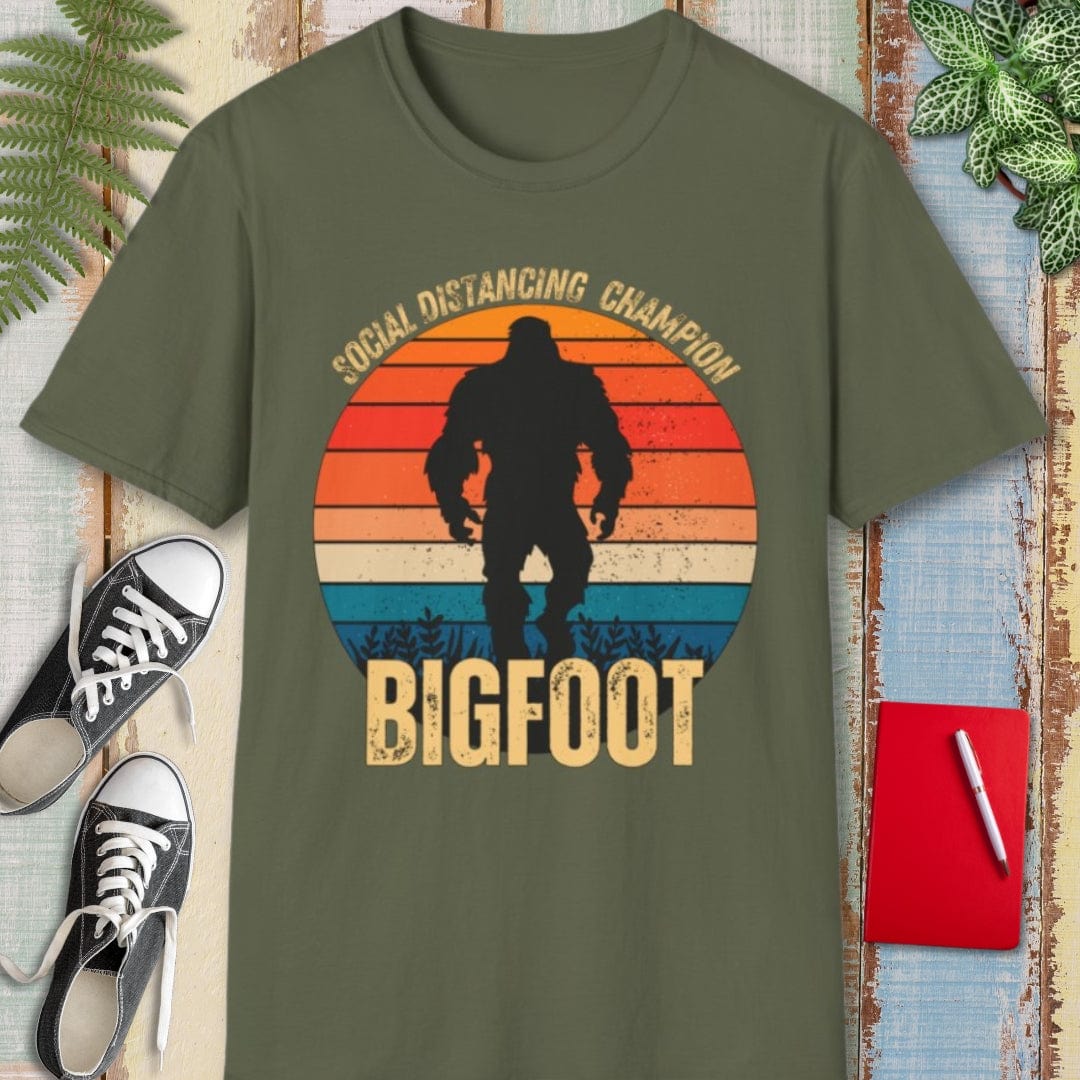 Bigfoot Tee β Social Distancing Champion β Bold Vibrant Art