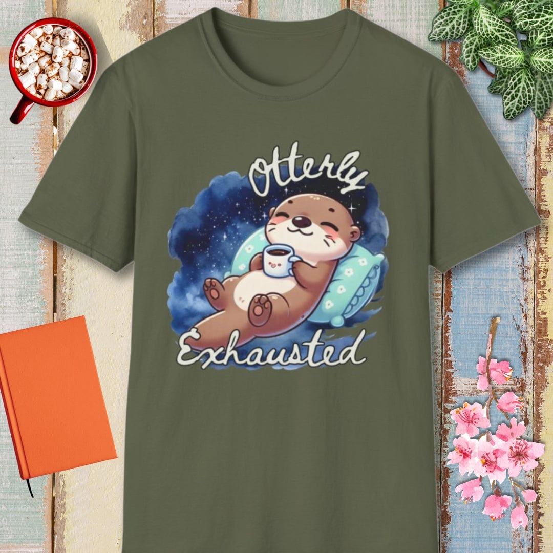 Otter Tee – Otterly Exhausted– Bold Vibrant Art