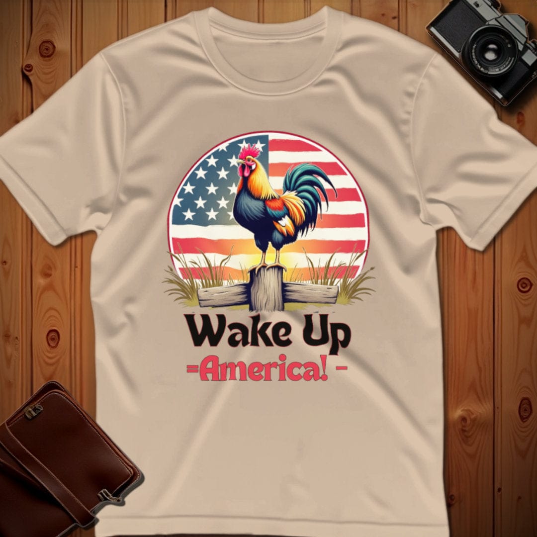 Rooster Tee β Wake Up America β Bold Vibrant Art
