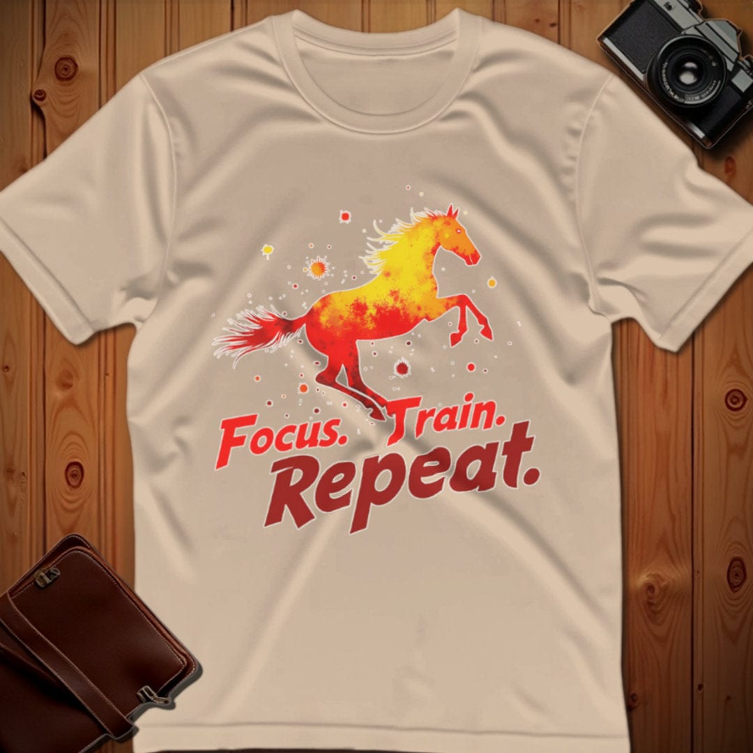 Horse Tee β Focus Train Repeat β Bold Vibrant Art