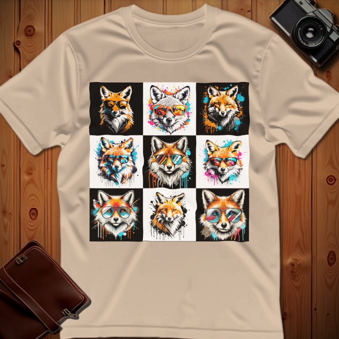 Fox Tee β Checkerboard β Bold Vibrant Art