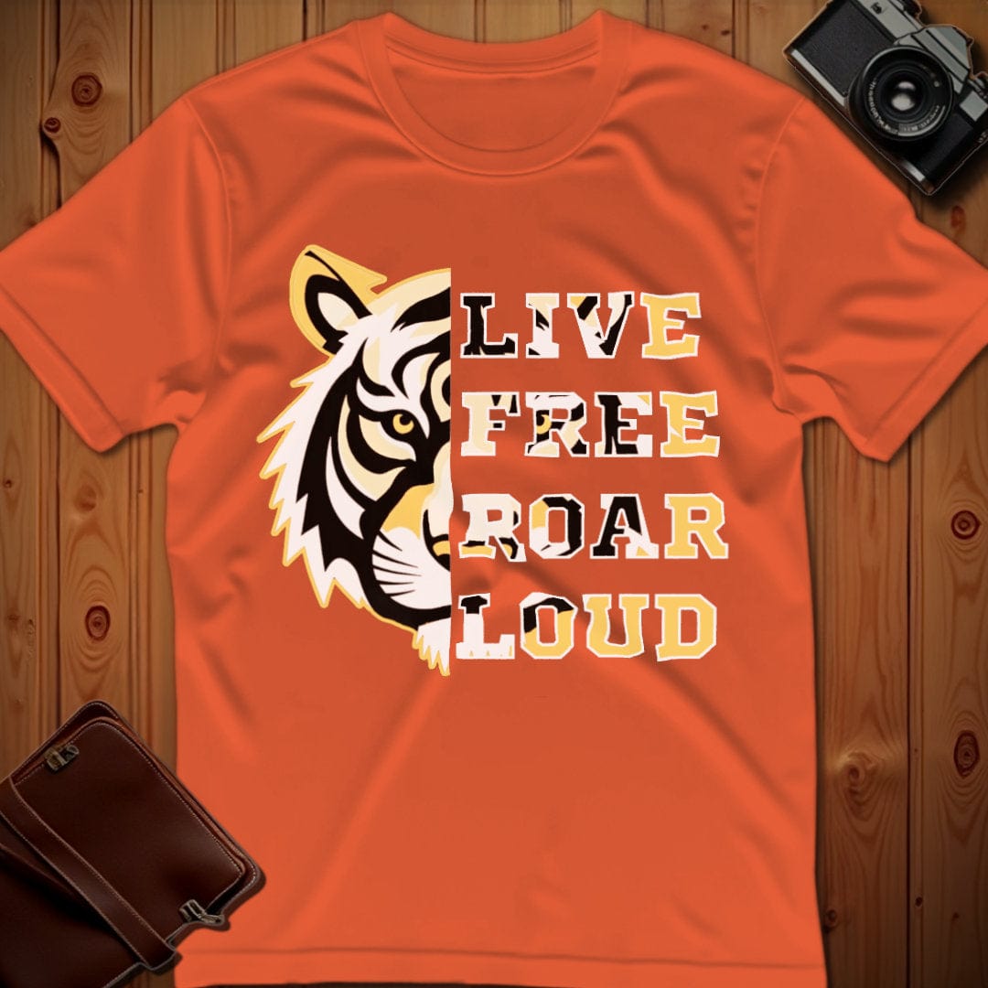 Tiger Tee β Live Free Roar Loud β Bold Vibrant Art