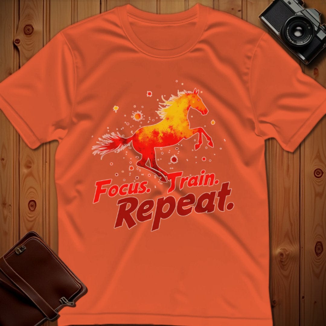 Horse Tee β Focus Train Repeat β Bold Vibrant Art