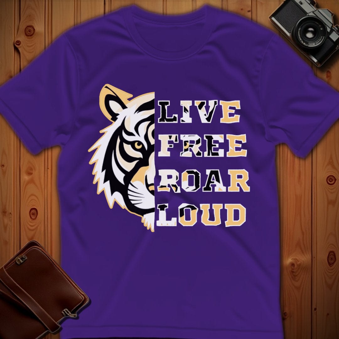 Tiger Tee β Live Free Roar Loud β Bold Vibrant Art