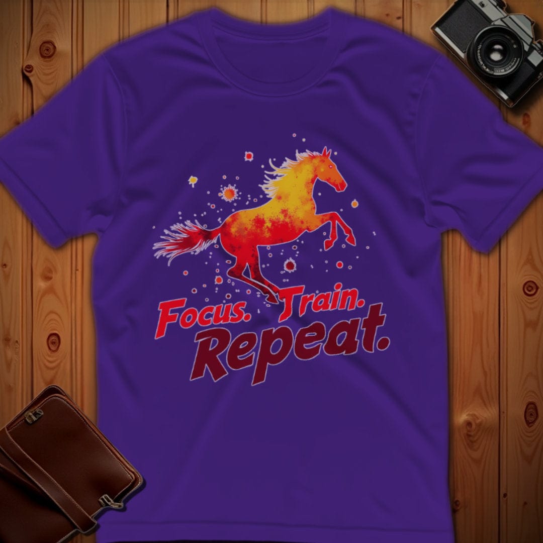 Horse Tee β Focus Train Repeat β Bold Vibrant Art