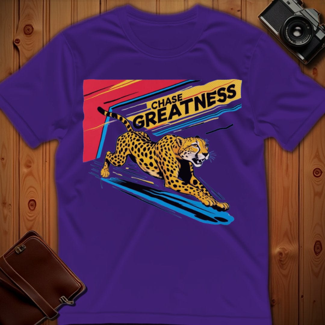 Cheetah Tee β Chase Greatness β Bold Vibrant Art