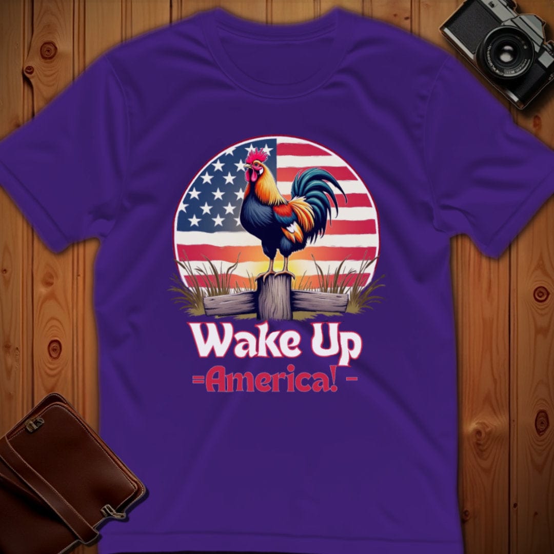 Rooster Tee β Wake Up America β Bold Vibrant Art