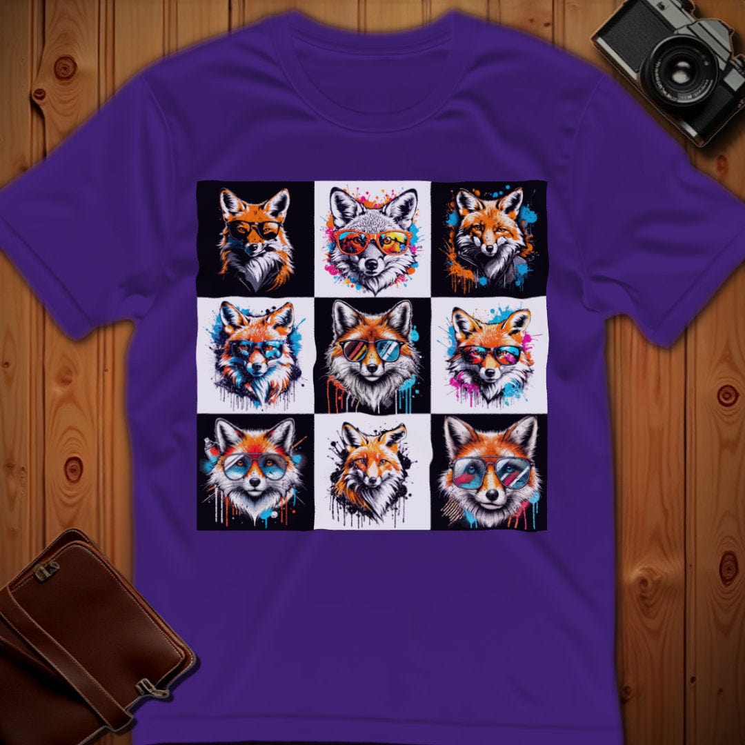 Fox Tee β Checkerboard β Bold Vibrant Art