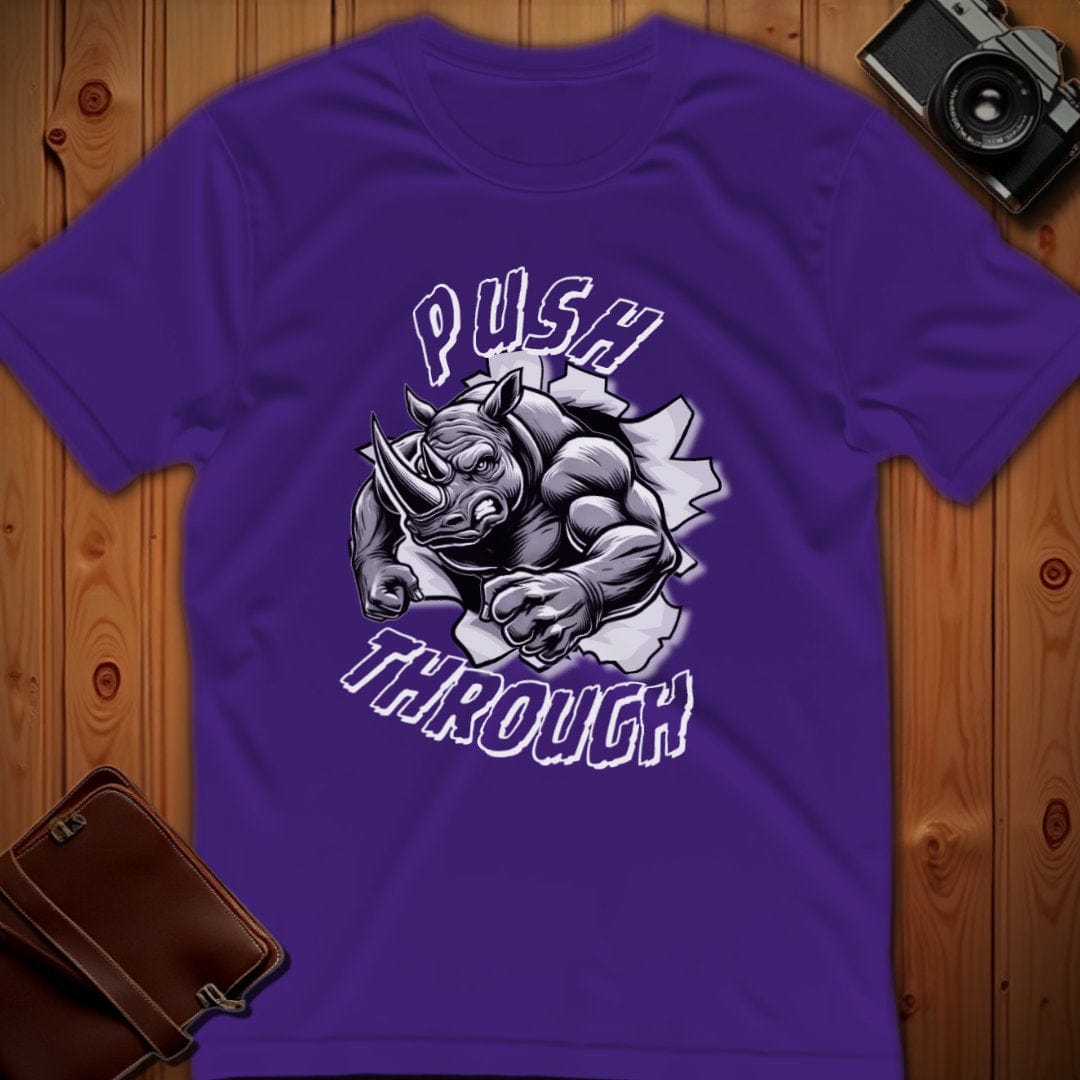 Rhino Tee β Push Through Charge β Bold Vibrant Art