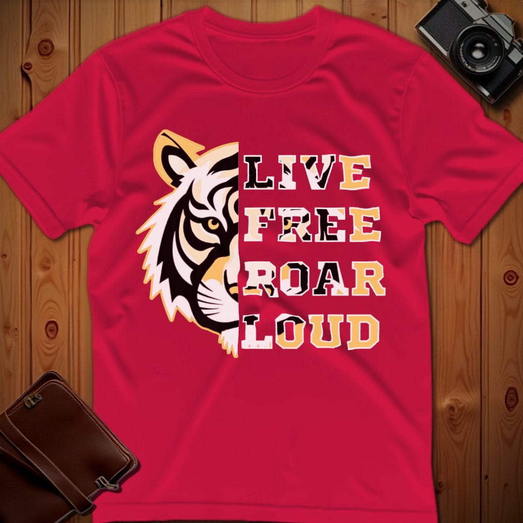 Tiger Tee β Live Free Roar Loud β Bold Vibrant Art