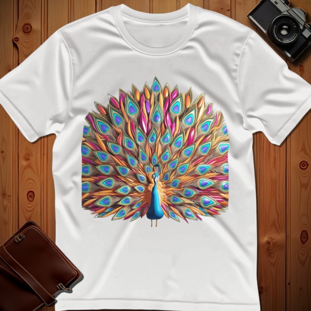 Peacock Tee β Teardrop Feathered β Bold Vibrant Art