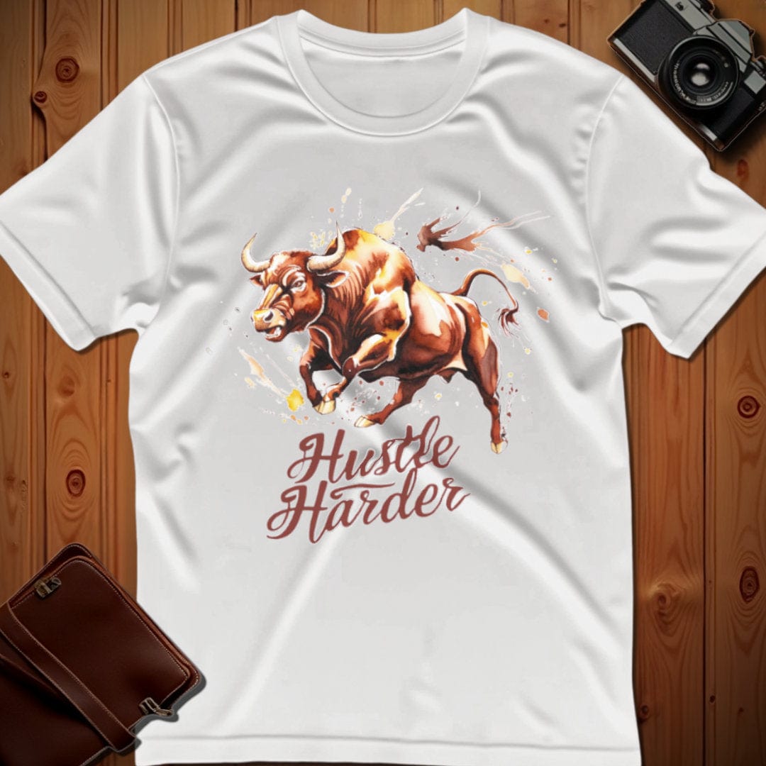 Bull Tee β Hustle Harder β Bold Vibrant Art | Lazy Day Outfit