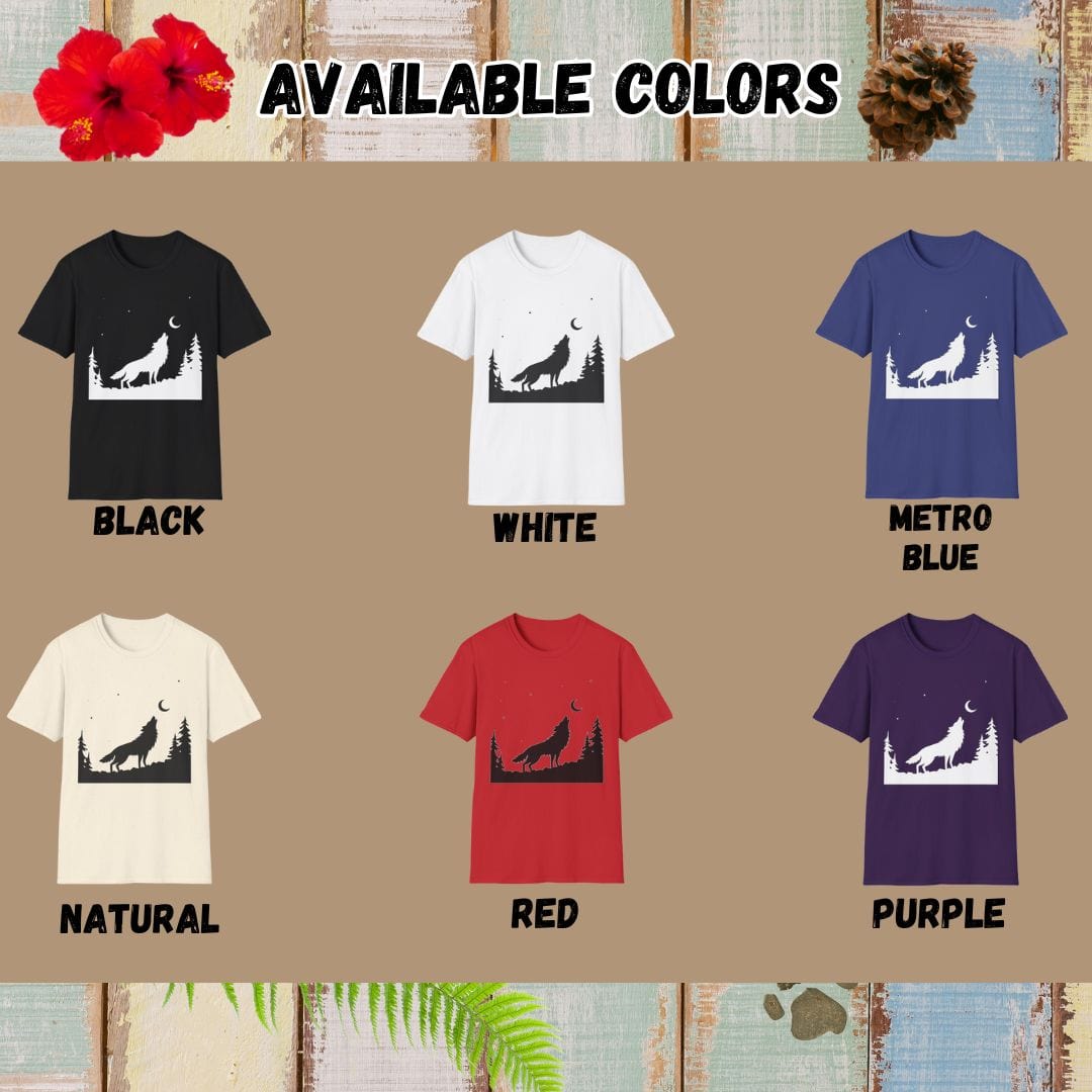 Wolf Tee – Minimalist Howling – Bold Vibrant Art