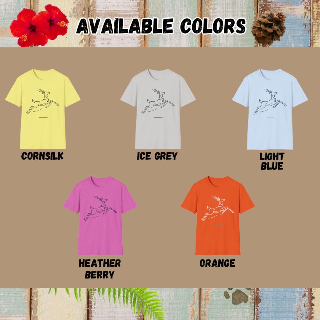 Deer Tee – Minimalist Jumping – Bold Vibrant Art
