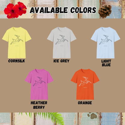 Deer Tee – Minimalist Jumping – Bold Vibrant Art