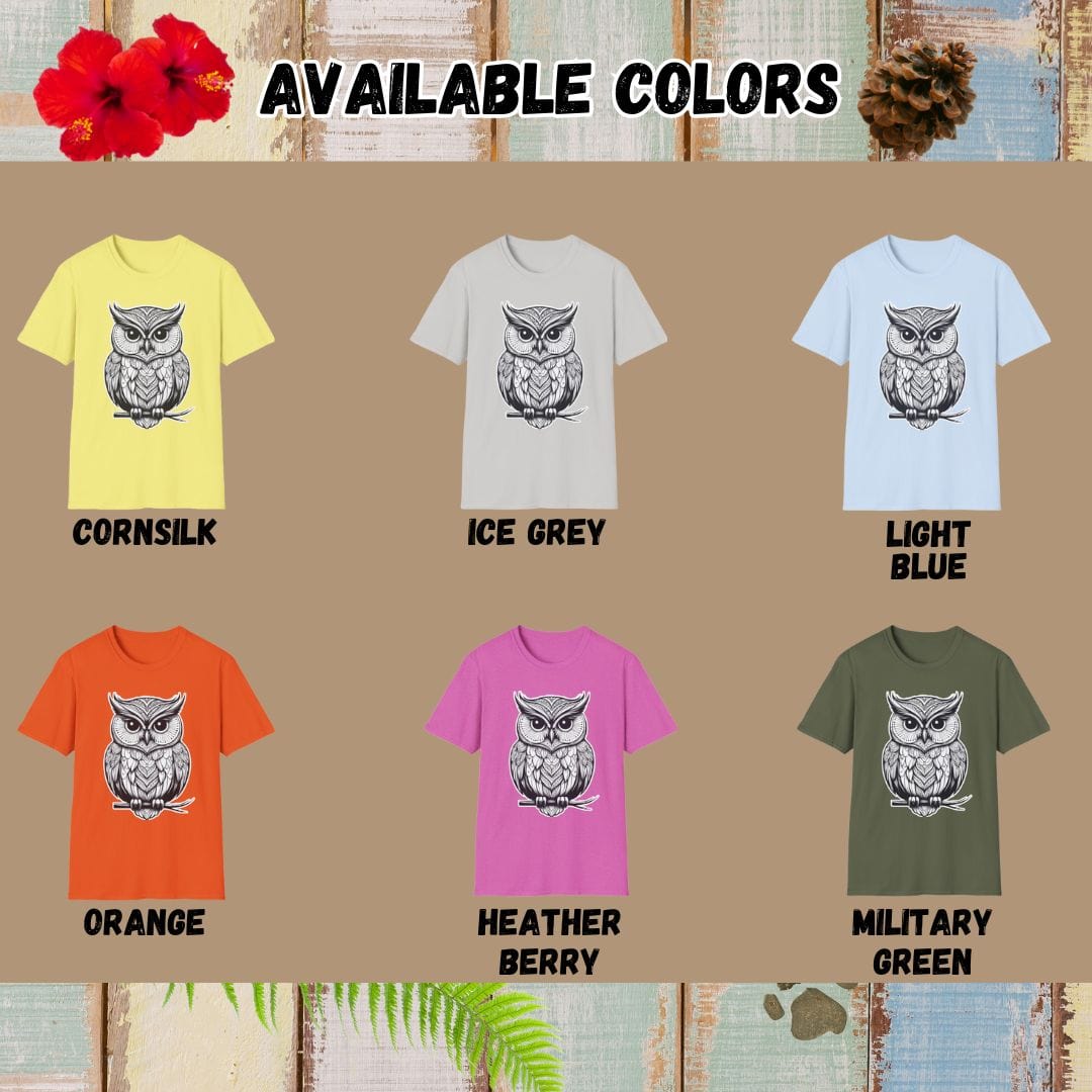 Owl Tee – On Branch – Bold Vibrant Art