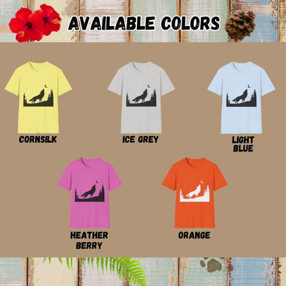 Wolf Tee – Minimalist Howling – Bold Vibrant Art