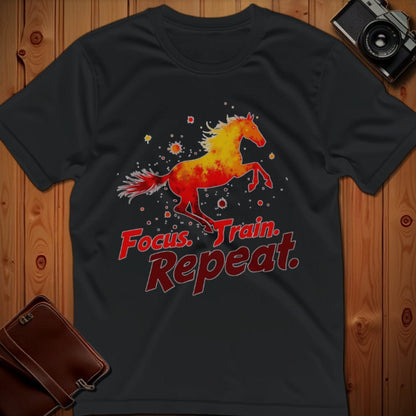 Horse Tee – Focus Train Repeat – Bold Vibrant Art