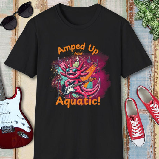 Axolotl Tee – Amped Up and Aquatic – Bold Vibrant Art