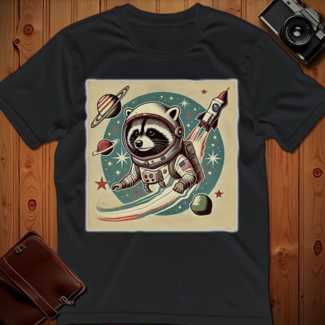 Racoon Tee – Vintage Rocket – Bold Vibrant Art