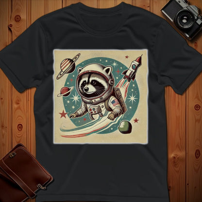 Racoon Tee – Vintage Rocket – Bold Vibrant Art