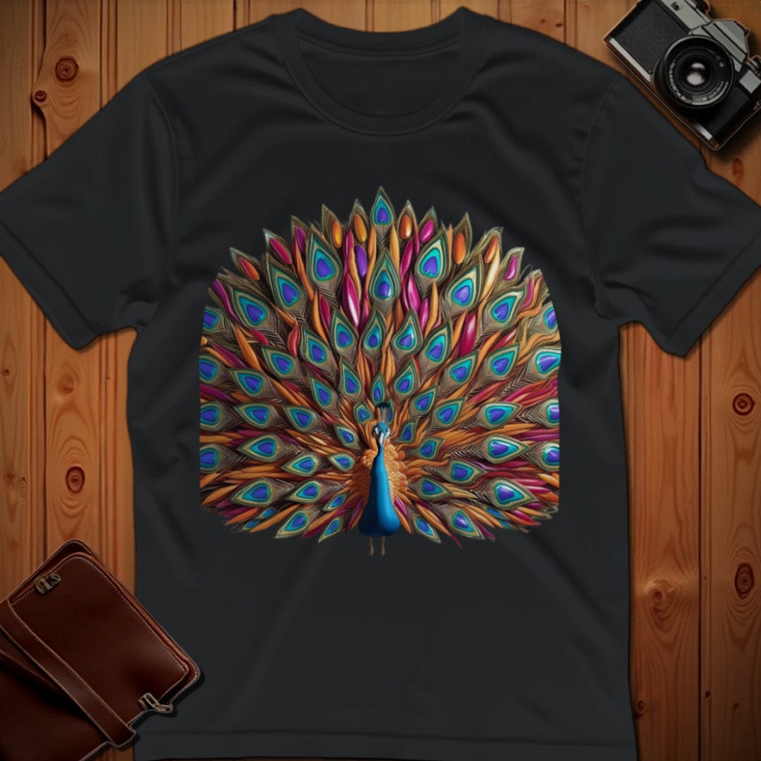 Peacock Tee – Teardrop Feathered – Bold Vibrant Art