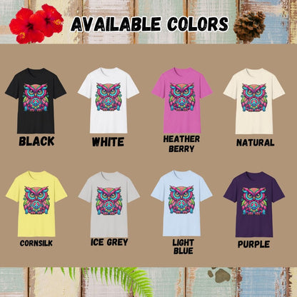 Owl Tee – Psychedelic – Bold Vibrant Art