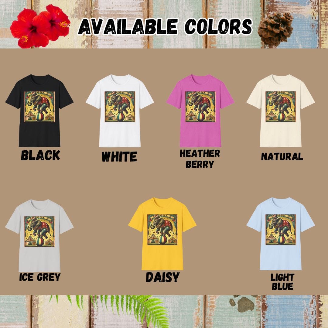 Elephant Tee – Vintage Circus – Bold Vibrant Art