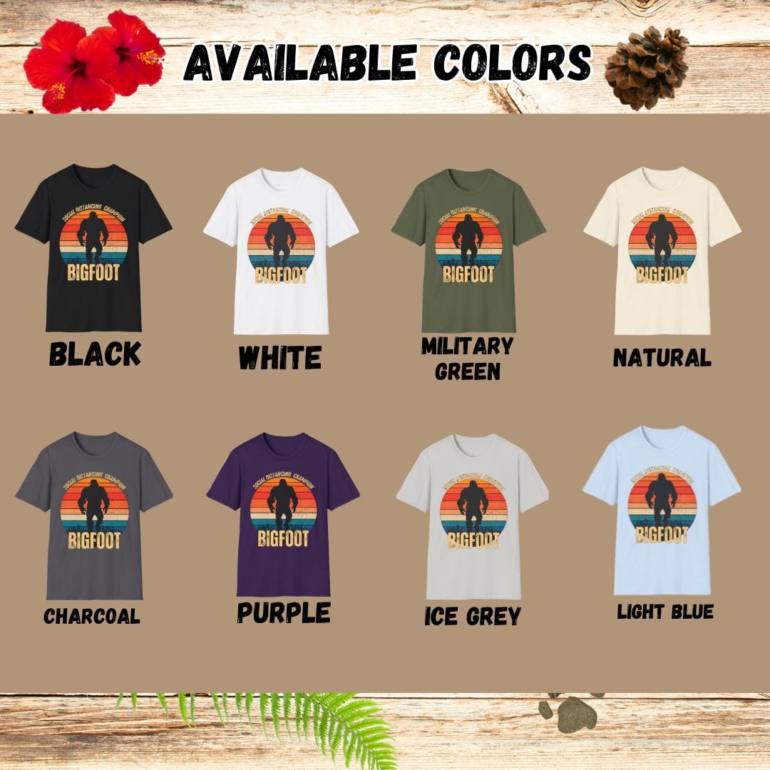 Bigfoot Tee – Social Distancing Champion – Bold Vibrant Art