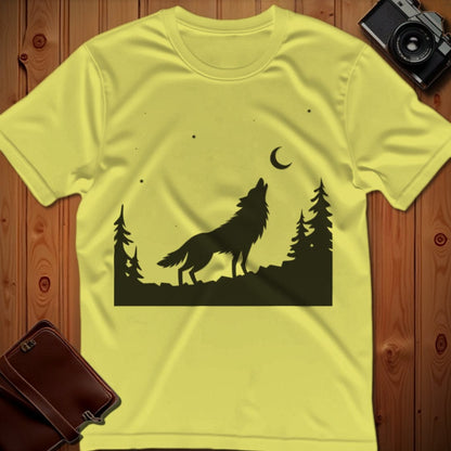 Wolf Tee – Minimalist Howling – Bold Vibrant Art