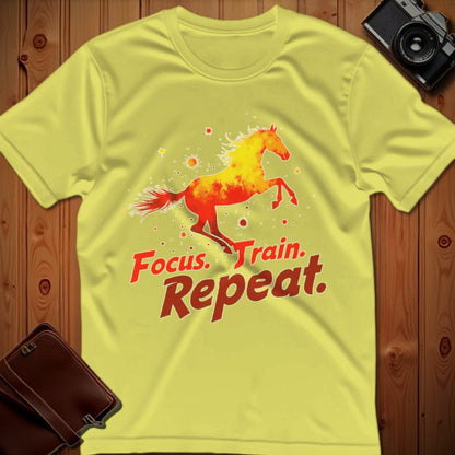 Horse Tee – Focus Train Repeat – Bold Vibrant Art