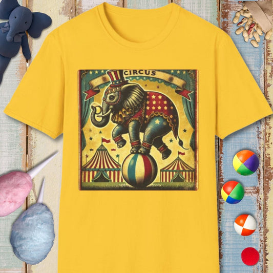 Elephant Tee – Vintage Circus – Bold Vibrant Art