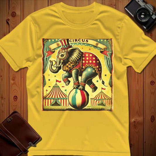 Elephant Tee – Vintage Circus – Bold Vibrant Art