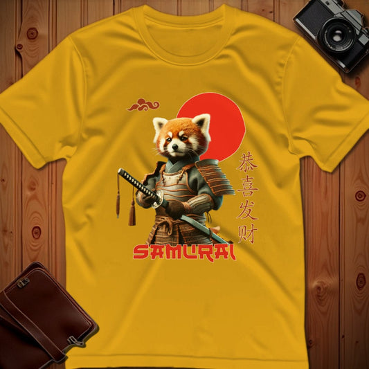 Samurai Tee – Red Panda – Bold Vibrant Art
